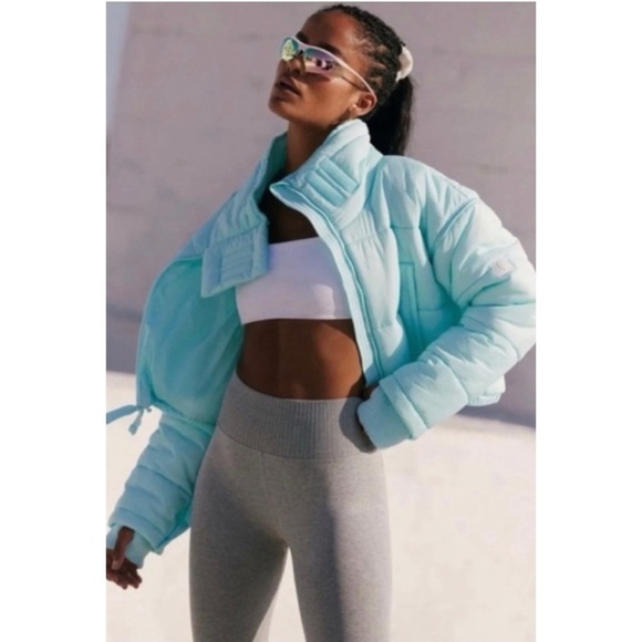 NWOT Free People High Frequency Cropped Puffer Reflection Blue - Size Small - Picture 2 of 8